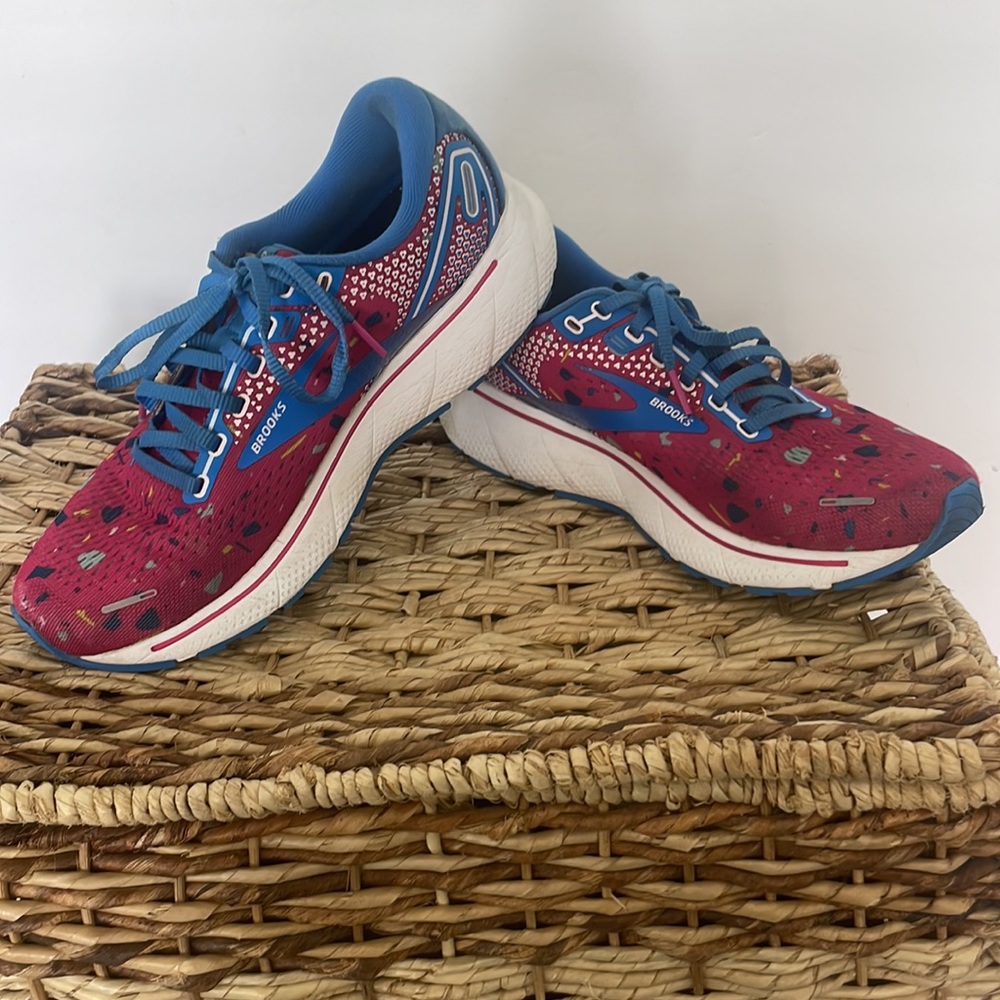 Brooks Ghost 14 Running Shoes Blue & Pink Graffiti Size 7.5 - Picture 4 of 11